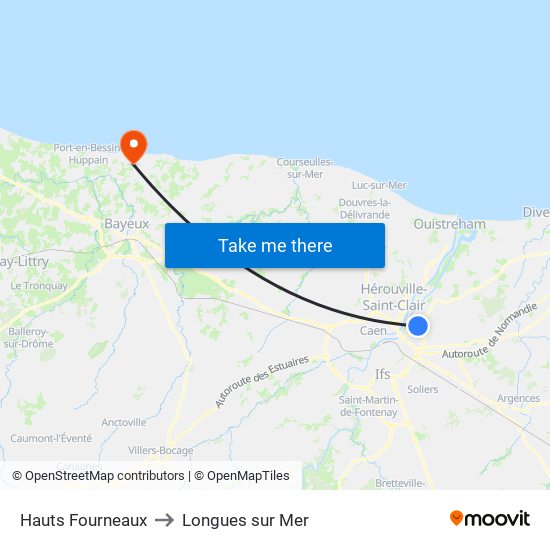 Hauts Fourneaux to Longues sur Mer map