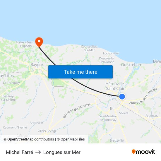 Michel Farré to Longues sur Mer map