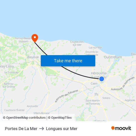 Portes De La Mer to Longues sur Mer map