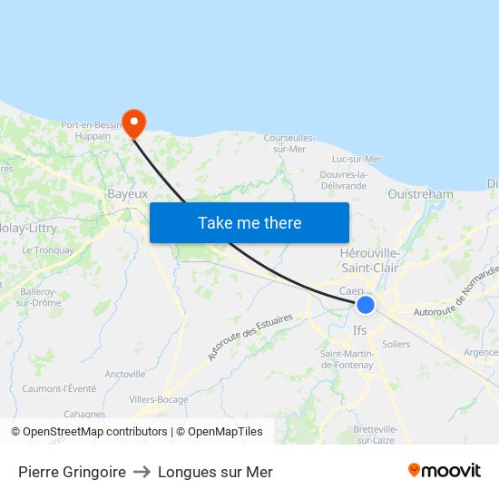 Pierre Gringoire to Longues sur Mer map