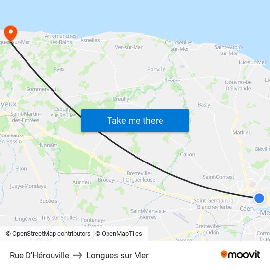 Rue D'Hérouville to Longues sur Mer map