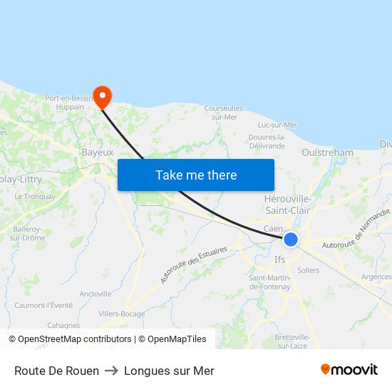 Route De Rouen to Longues sur Mer map