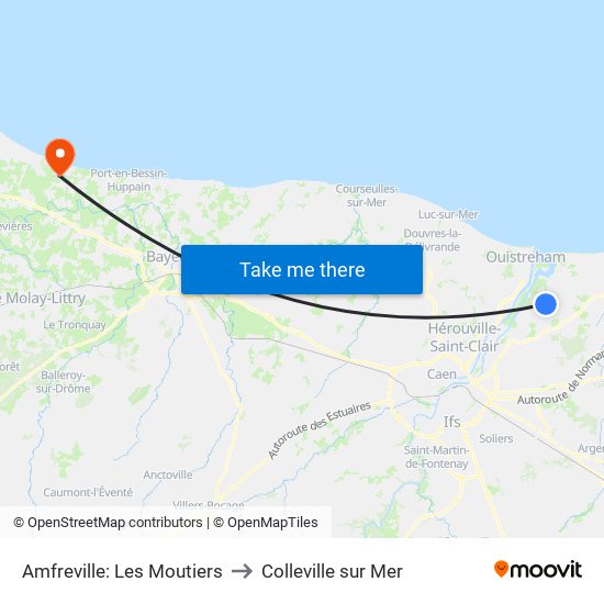 Amfreville: Les Moutiers to Colleville sur Mer map