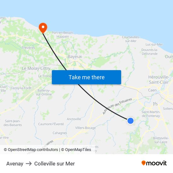 Avenay to Colleville sur Mer map