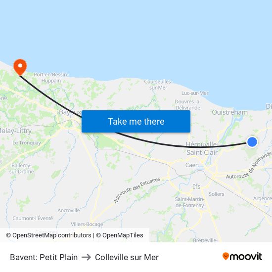 Bavent: Petit Plain to Colleville sur Mer map