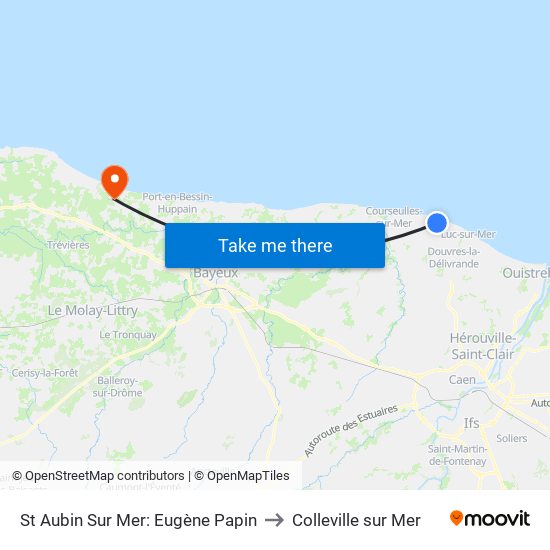 St Aubin Sur Mer: Eugène Papin to Colleville sur Mer map