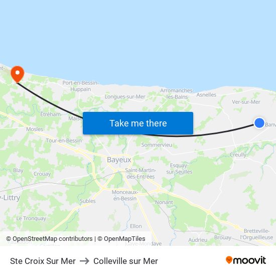 Ste Croix Sur Mer to Colleville sur Mer map