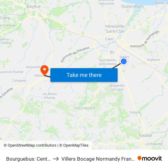 Bourguebus: Centre to Villers Bocage Normandy France map