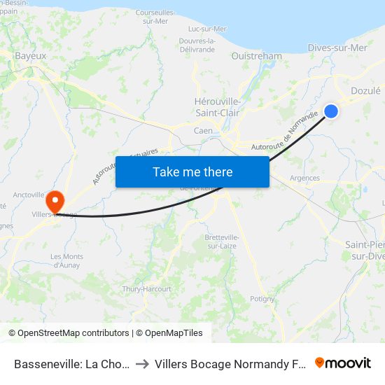 Basseneville: La Cholerie to Villers Bocage Normandy France map