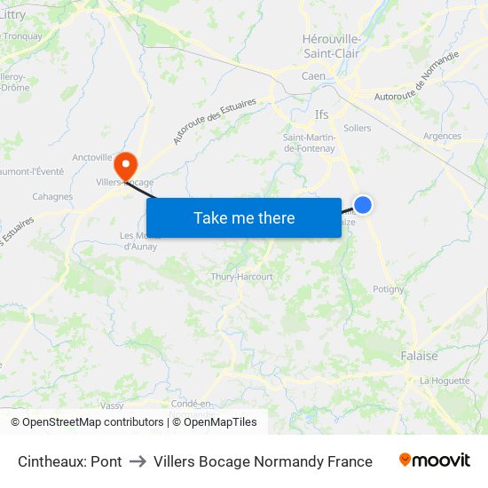 Cintheaux: Pont to Villers Bocage Normandy France map