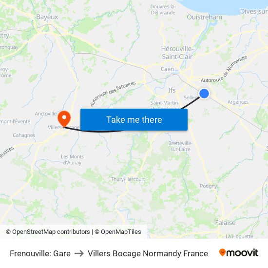Frenouville: Gare to Villers Bocage Normandy France map