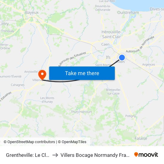 Grentheville: Le Clos to Villers Bocage Normandy France map