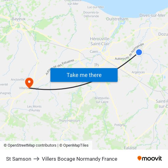 St Samson to Villers Bocage Normandy France map