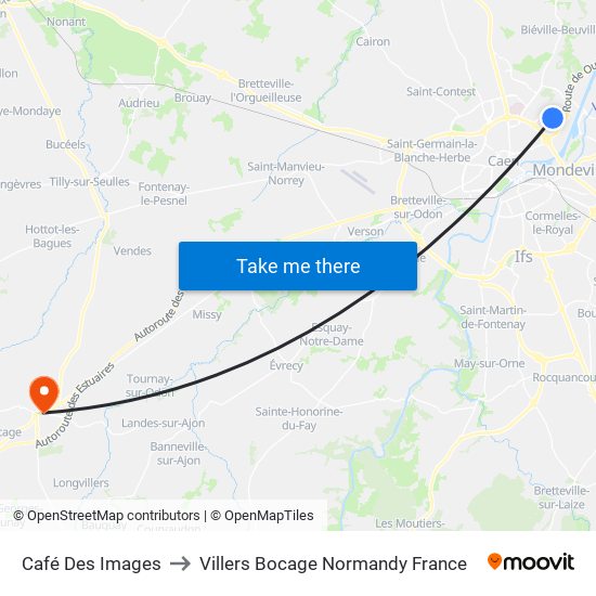 Café Des Images to Villers Bocage Normandy France map
