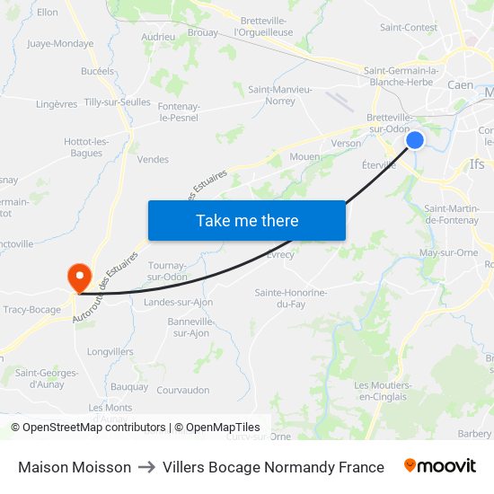 Maison Moisson to Villers Bocage Normandy France map