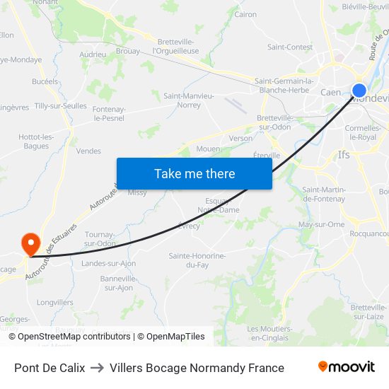 Pont De Calix to Villers Bocage Normandy France map