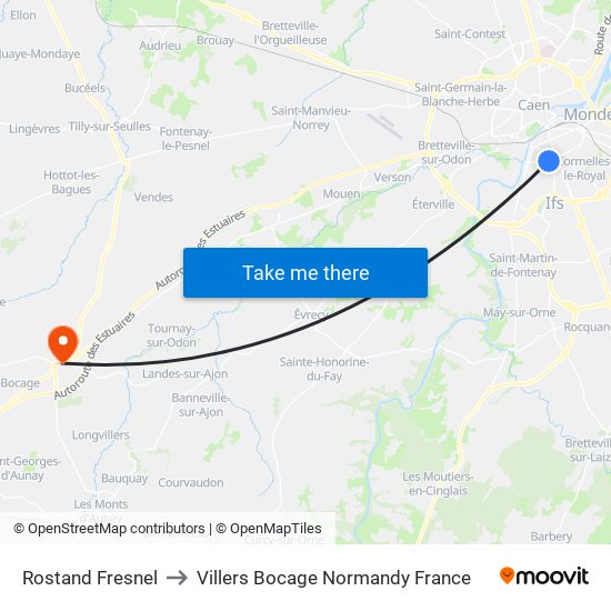 Rostand Fresnel to Villers Bocage Normandy France map