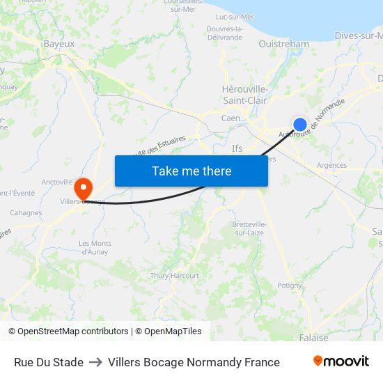 Rue Du Stade to Villers Bocage Normandy France map