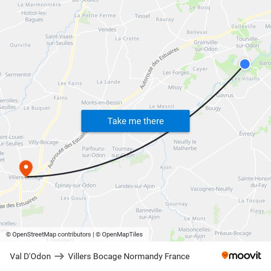 Val D'Odon to Villers Bocage Normandy France map