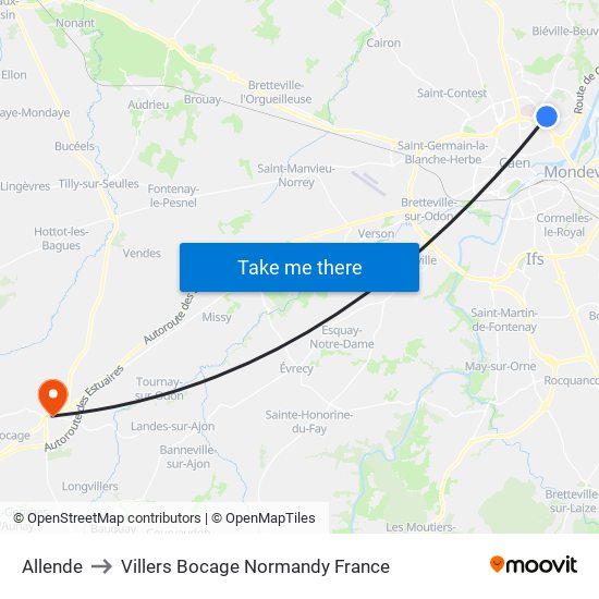 Allende to Villers Bocage Normandy France map