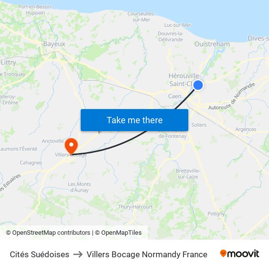 Cités Suédoises to Villers Bocage Normandy France map
