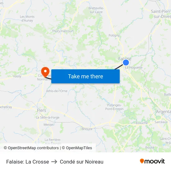 Falaise: La Crosse to Condé sur Noireau map