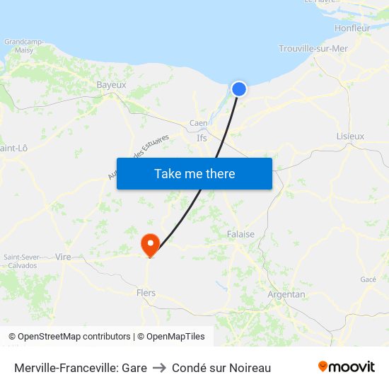 Merville-Franceville: Gare to Condé sur Noireau map