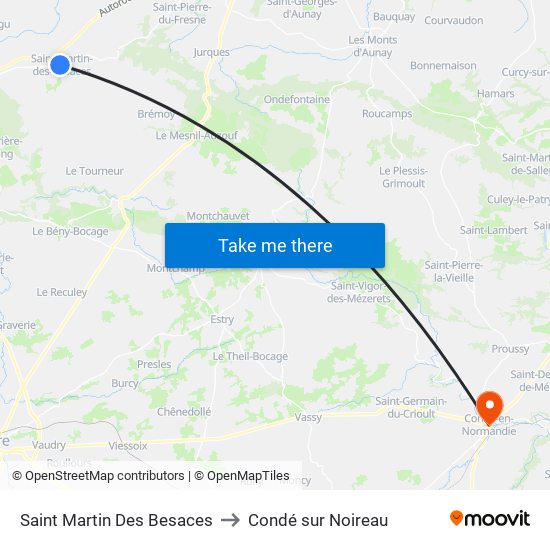 Saint Martin Des Besaces to Condé sur Noireau map