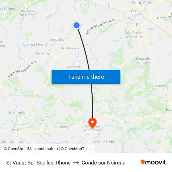 St Vaast Sur Seulles: Rhone to Condé sur Noireau map