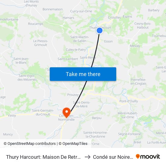 Thury Harcourt: Maison De Retraite to Condé sur Noireau map