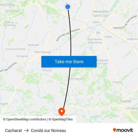 Cacharat to Condé sur Noireau map