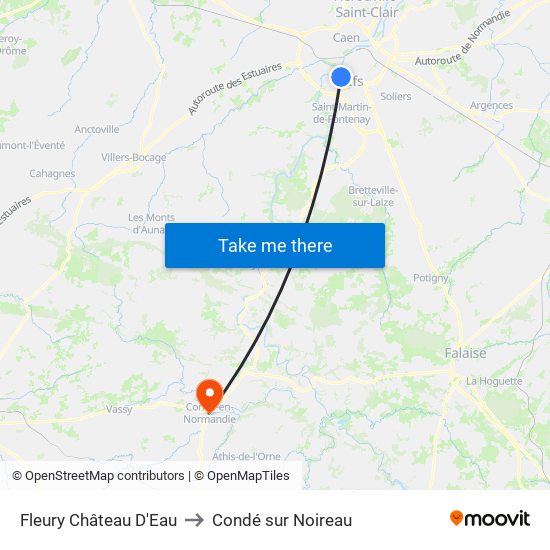 Fleury Château D'Eau to Condé sur Noireau map