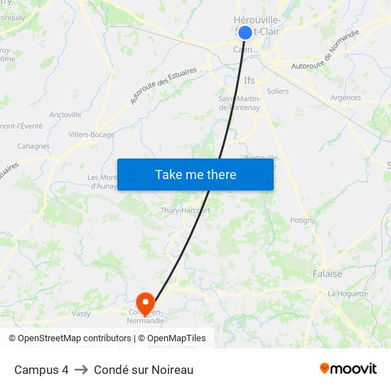 Campus 4 to Condé sur Noireau map