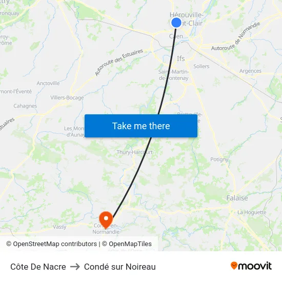 Côte De Nacre to Condé sur Noireau map