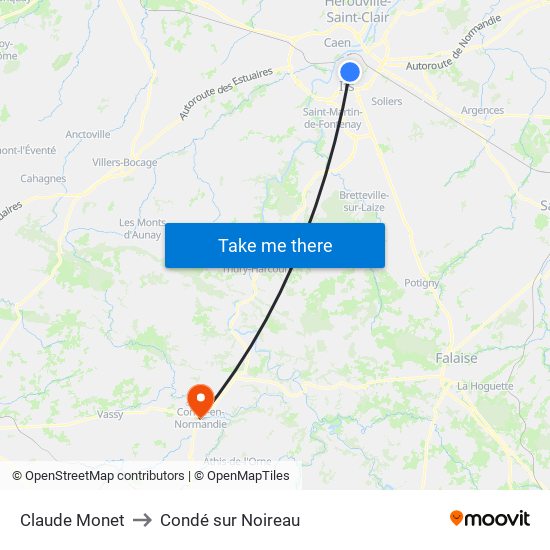 Claude Monet to Condé sur Noireau map