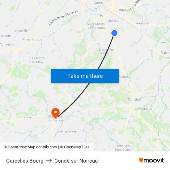 Garcelles Bourg to Condé sur Noireau map