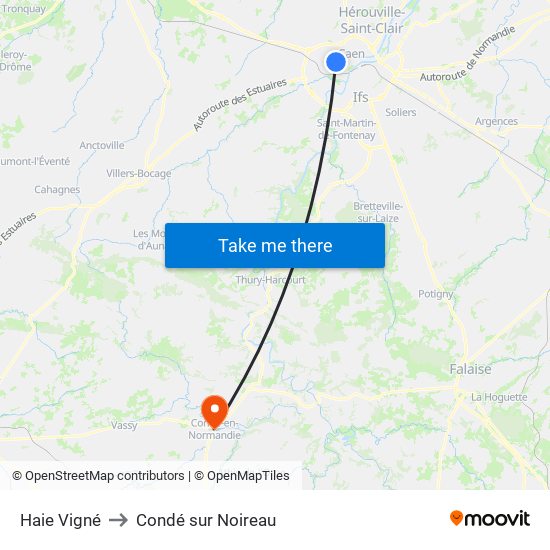 Haie Vigné to Condé sur Noireau map