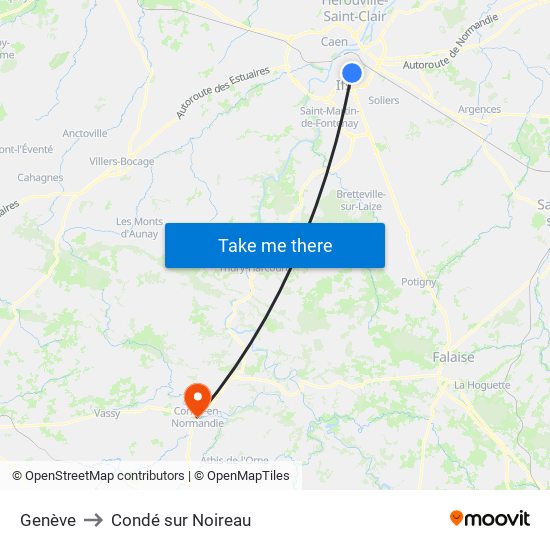 Genève to Condé sur Noireau map