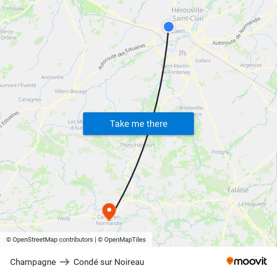 Champagne to Condé sur Noireau map