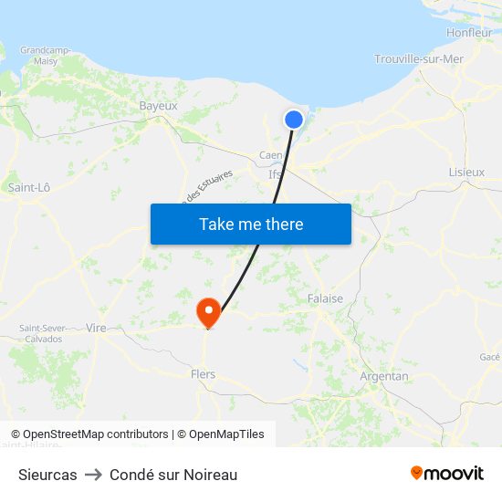 Sieurcas to Condé sur Noireau map