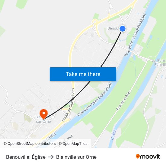 Benouville: Église to Blainville sur Orne map