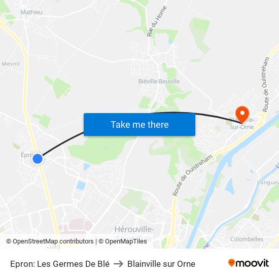 Epron: Les Germes De Blé to Blainville sur Orne map