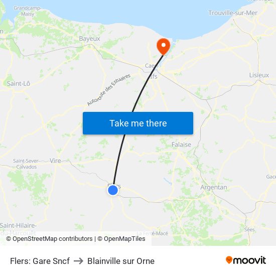 Flers: Gare Sncf to Blainville sur Orne map