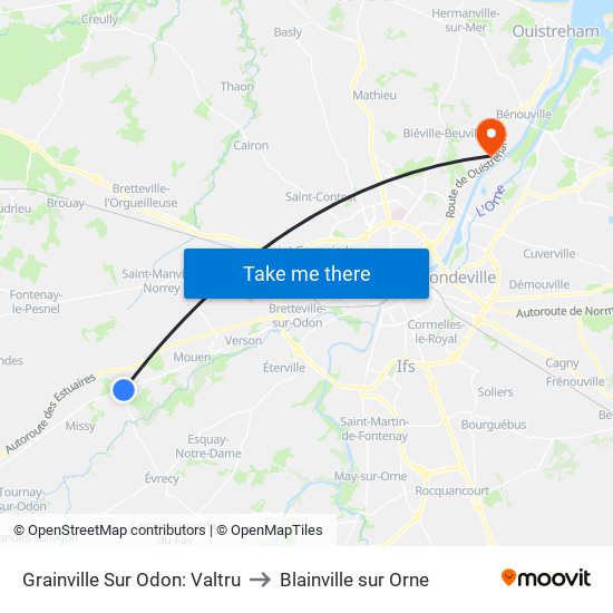 Grainville Sur Odon: Valtru to Blainville sur Orne map