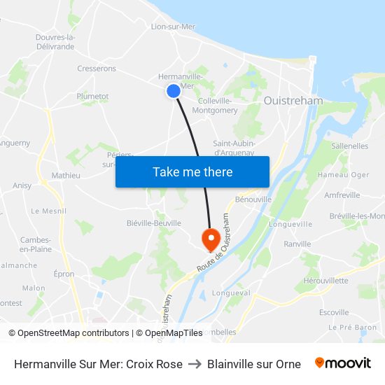 Hermanville Sur Mer: Croix Rose to Blainville sur Orne map