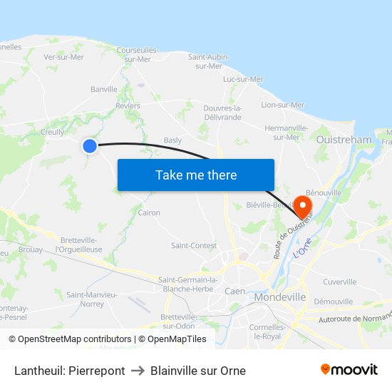 Lantheuil: Pierrepont to Blainville sur Orne map
