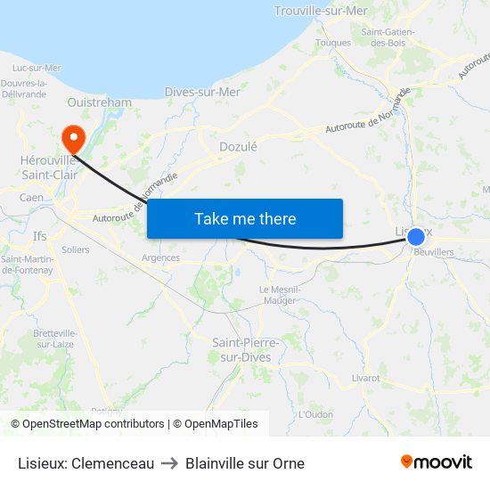 Lisieux: Clemenceau to Blainville sur Orne map