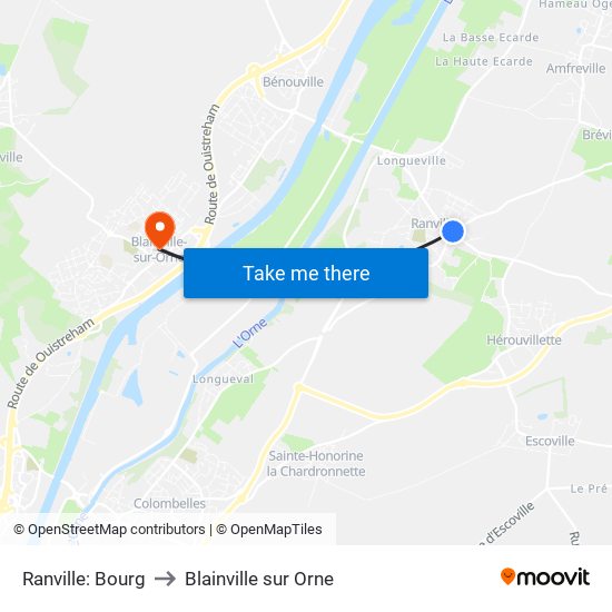 Ranville: Bourg to Blainville sur Orne map