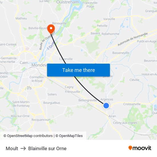 Moult to Blainville sur Orne map