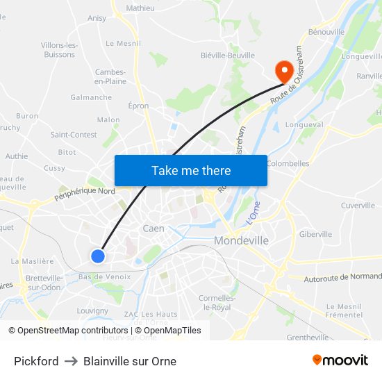 Pickford to Blainville sur Orne map